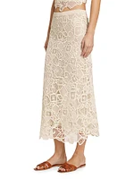 Shay Geometric Lace Cotton Midi Skirt