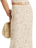 Shay Geometric Lace Cotton Midi Skirt