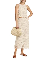 Shay Geometric Lace Cotton Midi Skirt