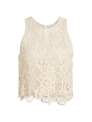 Lena Geometric Lace Cotton Tank Top