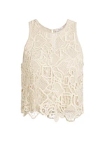 Lena Geometric Lace Cotton Tank Top