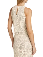 Lena Geometric Lace Cotton Tank Top