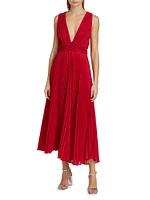 Everly Pleated Plunging V-Neck Maxi Dress