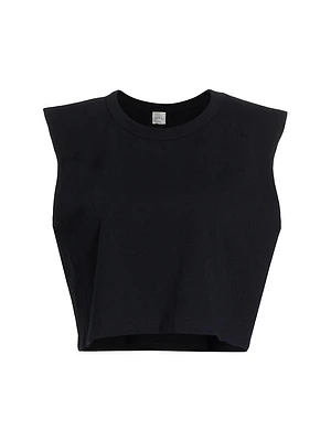 Cotton Boxy Crewneck Sleeveless Top