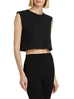 Cotton Boxy Crewneck Sleeveless Top