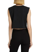 Cotton Boxy Crewneck Sleeveless Top