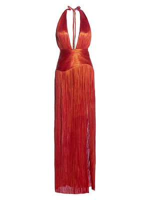 Gemma Metallic Silk Plunge Gown