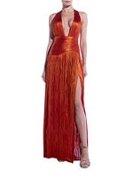 Gemma Metallic Silk Plunge Gown