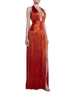 Gemma Metallic Silk Plunge Gown