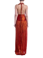 Gemma Metallic Silk Plunge Gown