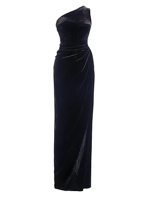 Dorothea Velvet One-Shoulder Gown