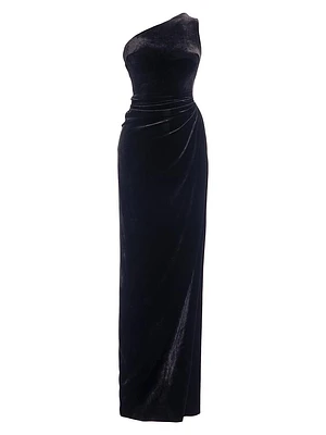 Dorothea Velvet One-Shoulder Gown