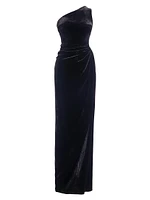 Dorothea Velvet One-Shoulder Gown