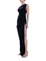 Dorothea Velvet One-Shoulder Gown