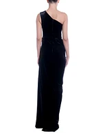 Dorothea Velvet One-Shoulder Gown