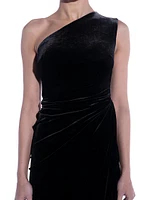 Dorothea Velvet One-Shoulder Gown