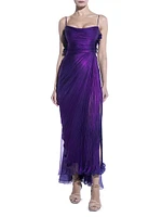 Siona Metallic Silk Corset Maxi Dress