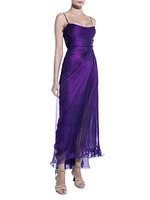 Siona Metallic Silk Corset Maxi Dress