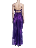 Siona Metallic Silk Corset Maxi Dress