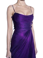 Siona Metallic Silk Corset Maxi Dress