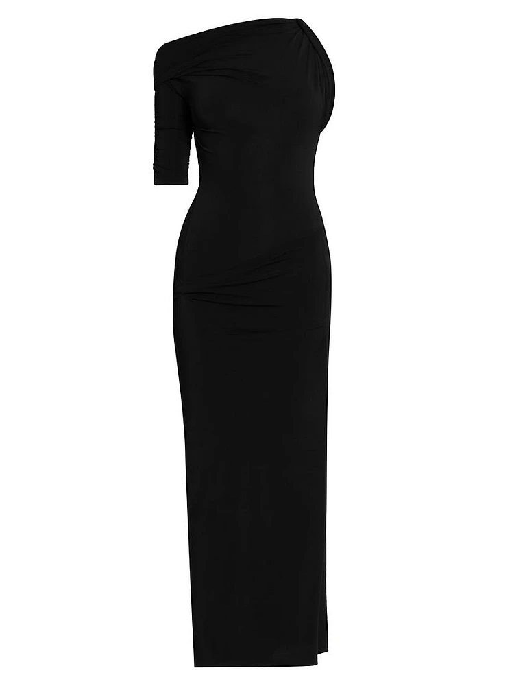 Drapeado Jersey Midi-Dress