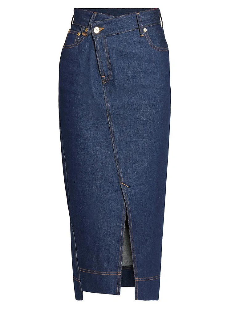 De-Nîmes Denim Midi-Skirt