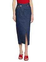 De-Nîmes Denim Midi-Skirt