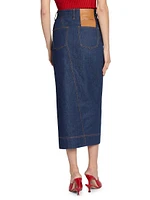 De-Nîmes Denim Midi-Skirt