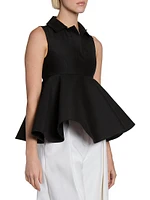 Wool-Silk Sleeveless Peplum Top