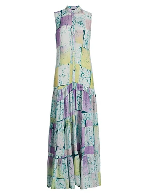 Folake Printed Sleeveless Maxi Shirtdress