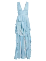 Holly Asymmetric Ruffled Maxi Dress