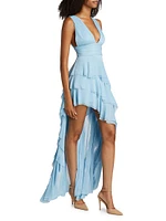 Holly Asymmetric Ruffled Maxi Dress