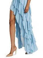 Holly Asymmetric Ruffled Maxi Dress