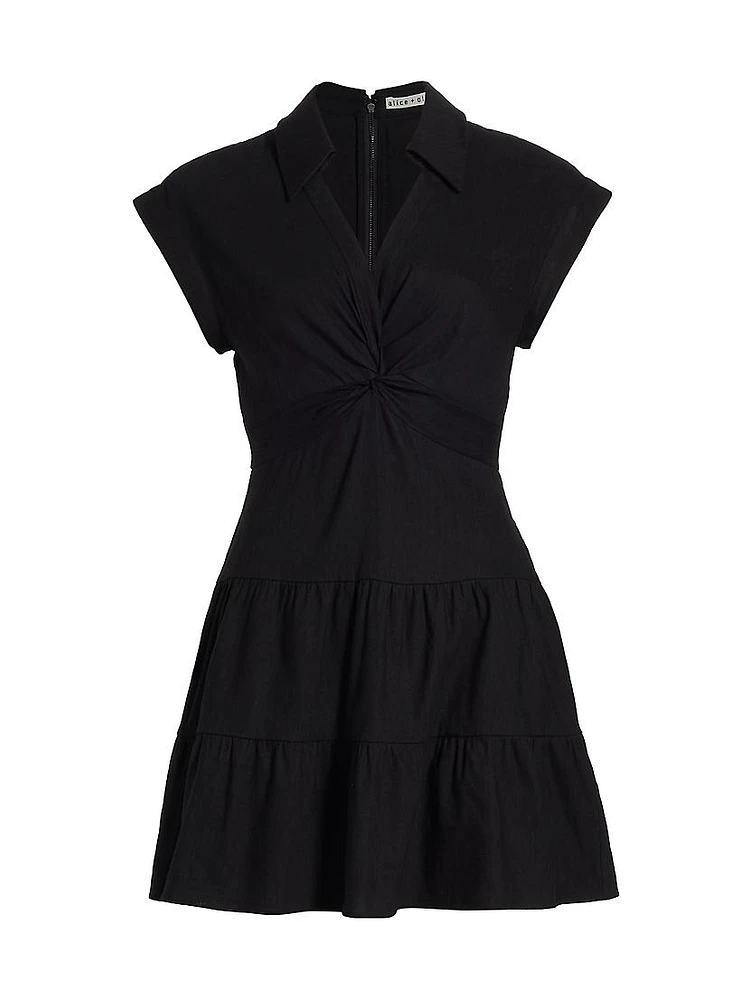 Mila Linen-Blend Twist Minidress