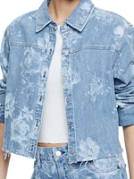 Finely Short Floral Denim Shirt