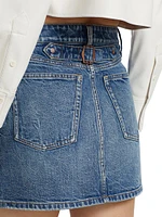 Joss Buckle-Back Denim Miniskirt