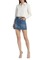 Joss Buckle-Back Denim Miniskirt