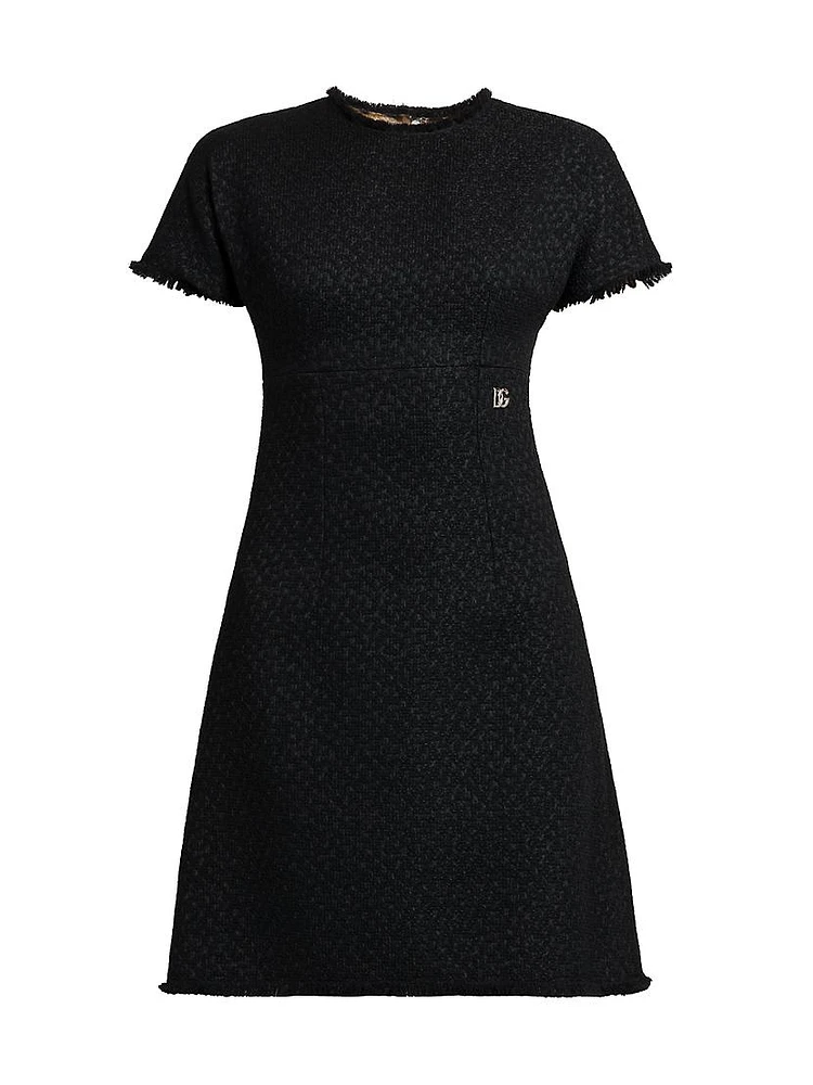 Wool-Tweed Short-Sleeve Dress