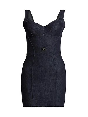 Logo Hardware Bustier Denim Dress