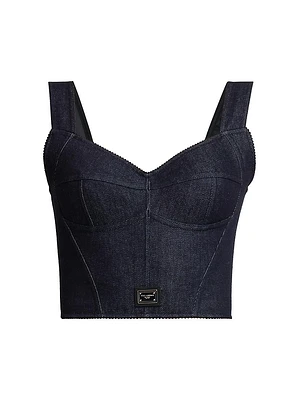 Denim Logo Hardware Corset Top