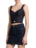 Denim Logo Hardware Corset Top