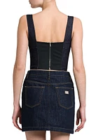 Denim Logo Hardware Corset Top