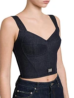 Denim Logo Hardware Corset Top