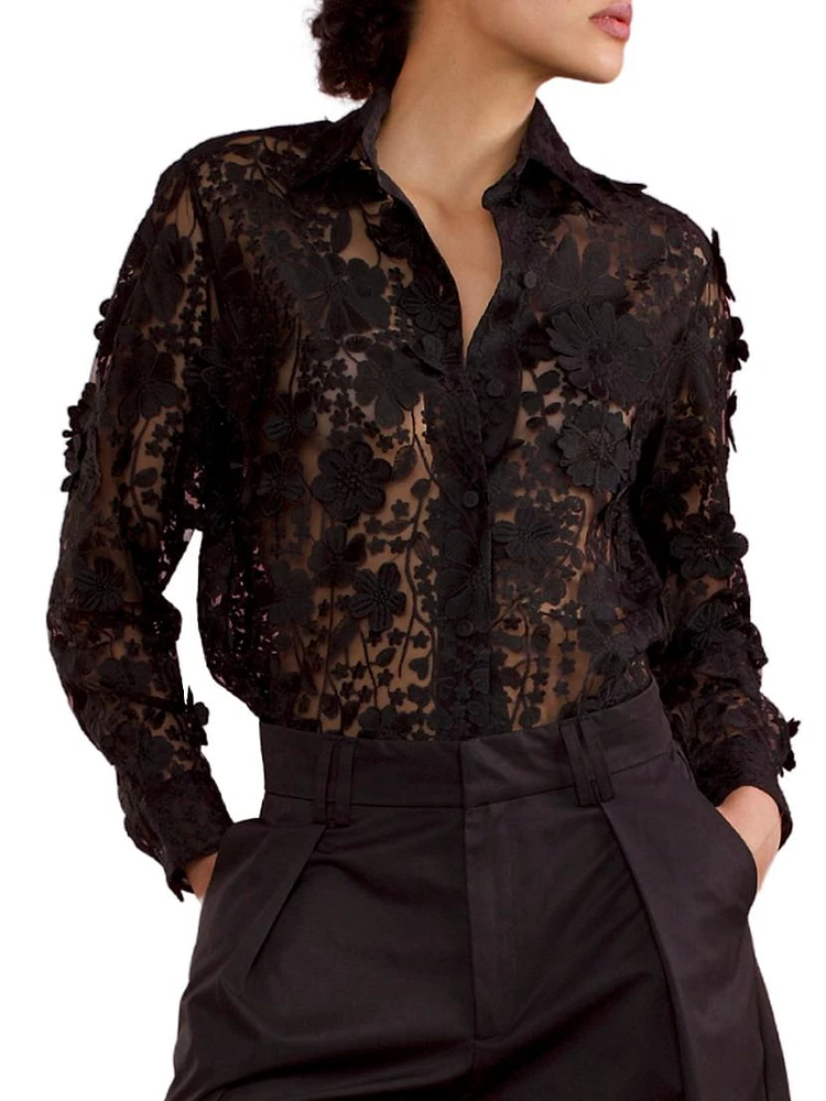 Lace Button-Front Shirt