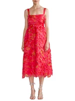 Floral Organza Scallop Midi-Dress