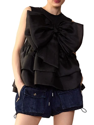 Organza Bow Sleeveless Top