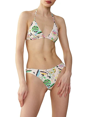 Floral Triangle String Bikini Top