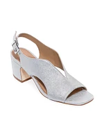 Bedford Metallic Suede Mid Heel Sandals