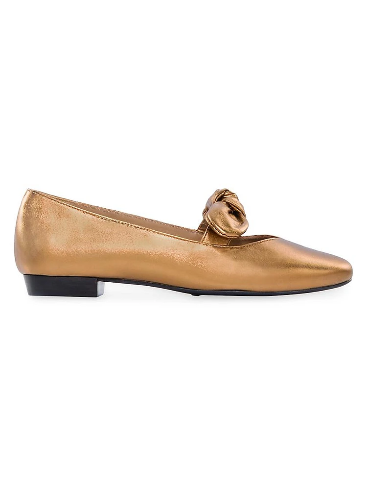 Emersyn Metallic Leather Bow Flats