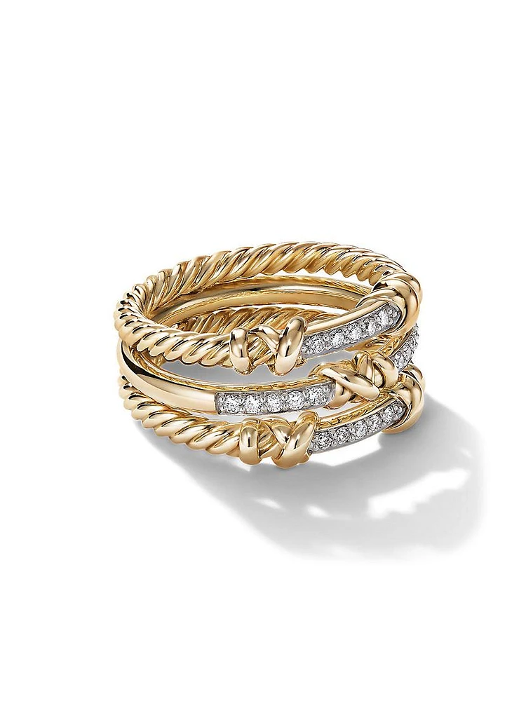 Petite Helena Wrap Three Row Ring 18K Yellow Gold